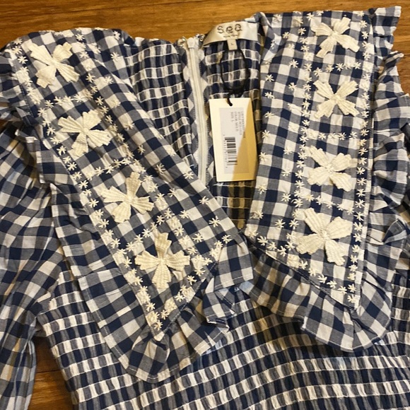 Sea New York Gina Blue and White Gingham Maxi Dress - Picture 10 of 12